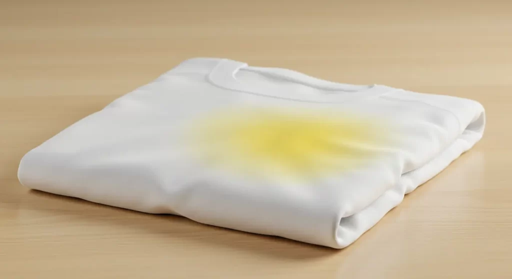 why do white clothes turn yellow in the first place