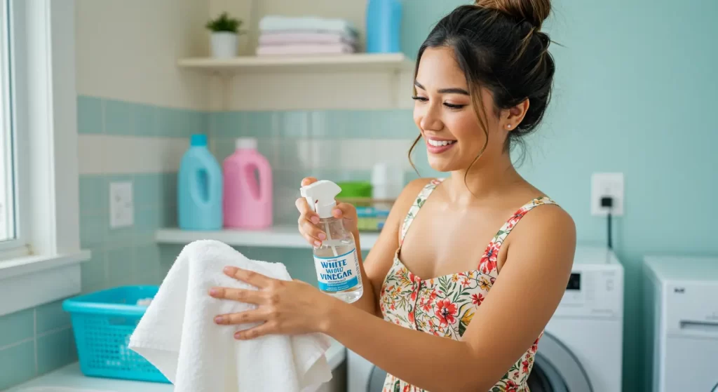 use white vinegar to treat sweat stains